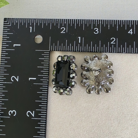 Silver and Black Glam Clip On Earrings - Picture 9 of 9
